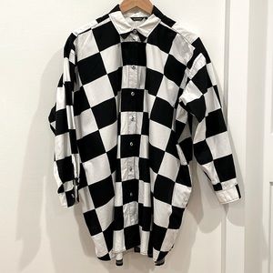 Marimekko black and white checked blouse